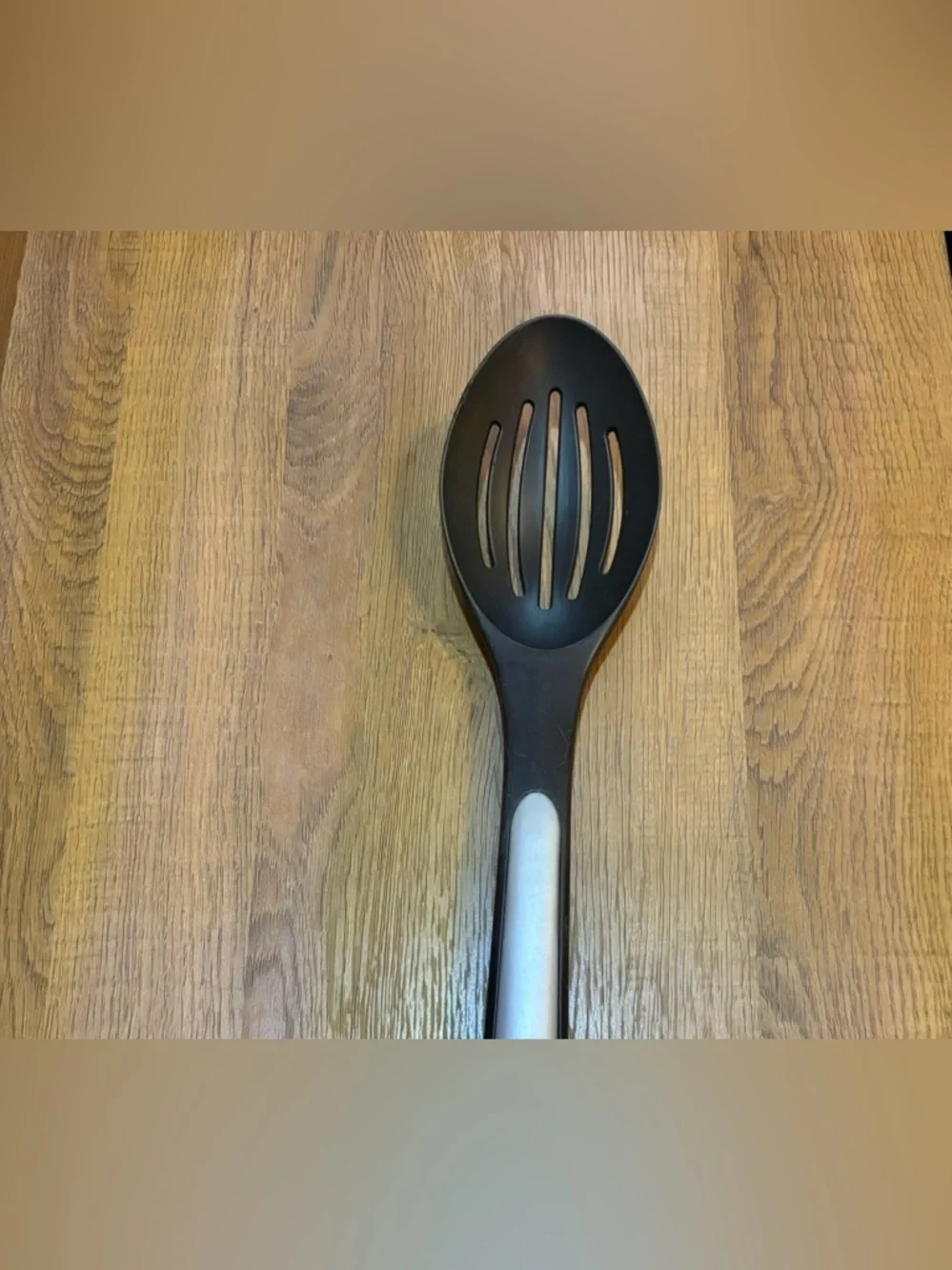 Calphalon Nylon‎ & Silicone Long Handle Black & Grey Slotted Spoon 13.5”